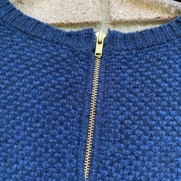 J. CREW Silk Layered Blue Wool Zip Back Sweater Size XL - Picture 7 of 9